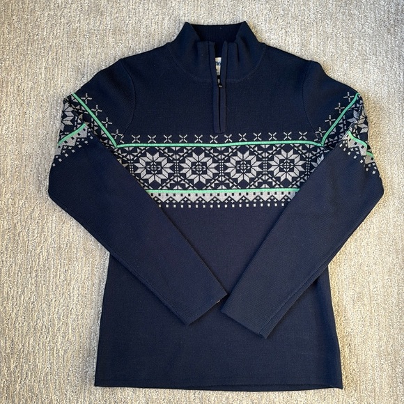 Meister Nordic Wool Blend 1/4 Zip Navy Blue Cortina Ski Sweater Size S - Picture 3 of 9